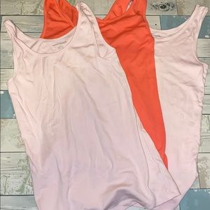 Halloween orange white 3 Cotton Tank Top Cami Bundle Medium M